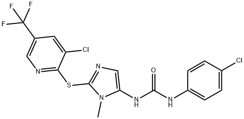 N-(4-CHLOROPHENYL)-N'-(2-([3-CHLORO-5-(TRIFLUOROMETHYL)-2-PYRIDINYL]SULFANYL)-1-METHYL-1H-IMIDAZOL-5-YL)UREA Struktur