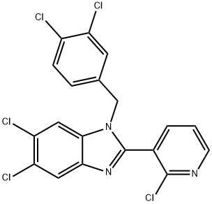 5,6-DICHLORO-2-(2-CHLORO-3-PYRIDINYL)-1-(3,4-DICHLOROBENZYL)-1H-1,3-BENZIMIDAZOLE Struktur