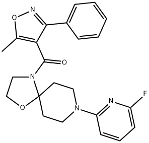 [8-(6-FLUORO-2-PYRIDINYL)-1-OXA-4,8-DIAZASPIRO[4.5]DEC-4-YL](5-METHYL-3-PHENYL-4-ISOXAZOLYL)METHANONE Struktur