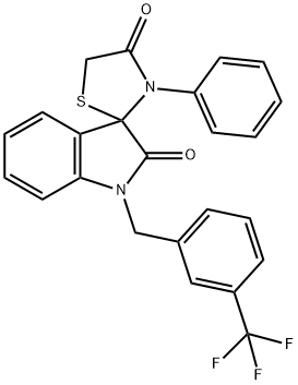 3'-PHENYL-1-(3-TRIFLUOROMETHYLBENZYL)SPIRO(2,3-DIHYDRO-1H-INDOLE-3,2'-THIAZOLIDINE)-2,4'-DIONE Struktur