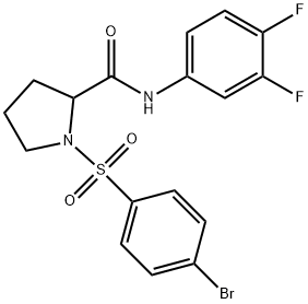 1-[(4-BROMOPHENYL)SULFONYL]-N-(3,4-DIFLUOROPHENYL)-2-PYRROLIDINECARBOXAMIDE Struktur