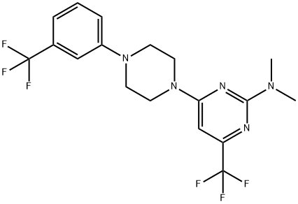 N,N-DIMETHYL-4-(TRIFLUOROMETHYL)-6-(4-[3-(TRIFLUOROMETHYL)PHENYL]PIPERAZINO)-2-PYRIMIDINAMINE Struktur