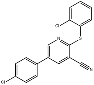 5-(4-CHLOROPHENYL)-2-[(2-CHLOROPHENYL)SULFANYL]NICOTINONITRILE Struktur