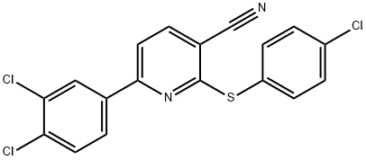 2-[(4-CHLOROPHENYL)SULFANYL]-6-(3,4-DICHLOROPHENYL)NICOTINONITRILE Struktur