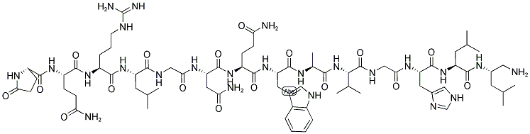 GLP-GLN-ARG-LEU-GLY-ASN-GLN-TRP-ALA-VAL-GLY-HIS-LEU-PSI(CH2NH)-LEU-NH2 Struktur