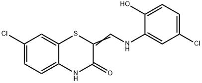 7-CHLORO-2-[(5-CHLORO-2-HYDROXYANILINO)METHYLENE]-2H-1,4-BENZOTHIAZIN-3(4H)-ONE Struktur