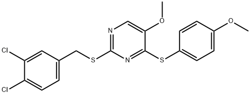 2-[(3,4-DICHLOROBENZYL)SULFANYL]-4-[(4-METHOXYPHENYL)SULFANYL]-5-PYRIMIDINYL METHYL ETHER Struktur