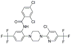 2,4-Dichloro-N-(2-(4-(3-chloro-5-(trifluoromethyl)-2-pyridinyl)piperazino)-5-(trifluoromethyl)phenyl)benzenecarboxamide Struktur