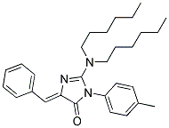 2-DIHEXYLAMINO-3-(4-METHYLPHENYL)-5-PHENYLMETHYLENE-4H-IMIDAZOL-4-ONE Struktur