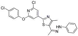 1-{2-[2-CHLORO-6-(4-CHLOROPHENOXY)-4-PYRIDYL]-4-METHYL-1,3-THIAZOL-5-YL}ETH AN-1-ONE 1-PHENYLHYDRAZONE Struktur