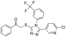 2-({5-(6-CHLORO-3-PYRIDYL)-4-[3-(TRIFLUOROMETHYL)PHENYL]-4H-1,2,4-TRIAZOL-3 -YL}THIO)-1-PHENYLETHAN-1-ONE Struktur