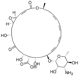 (2E,8E,10E,12E,14E)-(1S,6S,16S,18S,19S,20R,24R,26R)-16-((2R,3S,4S,5S,6R)-4-AMINO-3,5-DIHYDROXY-6-METHYL-TETRAHYDRO-PYRAN-2-YLOXY)-18,20,24-TRIHYDROXY-6-METHYL-4,22-DIOXO-5,27-DIOXA-BICYCLO[24.1.0]HEPTACOSA-2,8,10,12,14-PENTAENE-19-CARBOXYLIC ACID Struktur