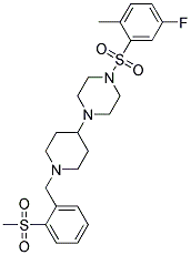 1-[(5-FLUORO-2-METHYLPHENYL)SULFONYL]-4-(1-[2-(METHYLSULFONYL)BENZYL]PIPERIDIN-4-YL)PIPERAZINE Struktur