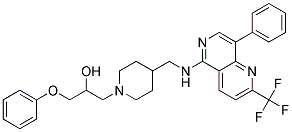 1-PHENOXY-3-[4-(([8-PHENYL-2-(TRIFLUOROMETHYL)-1,6-NAPHTHYRIDIN-5-YL]AMINO)METHYL)PIPERIDIN-1-YL]PROPAN-2-OL Struktur