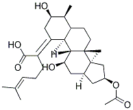 2-[(3R,4S,8S,9S,10S,11R,13R,14S,16S)-16-ACETOXY-3,11-DIHYDROXY-4,8,10,14-TETRAMETHYL-HEXADECAHYDRO-CYCLOPENTA[A]PHENANTHREN-(17E)-YLIDENE]-6-METHYL-HEPT-5-ENOIC ACID Struktur