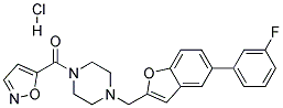 1-([5-(3-FLUOROPHENYL)-1-BENZOFURAN-2-YL]METHYL)-4-(ISOXAZOL-5-YLCARBONYL)PIPERAZINE HYDROCHLORIDE Struktur