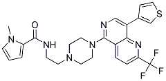 1-METHYL-N-(2-(4-[8-(3-THIENYL)-2-(TRIFLUOROMETHYL)-1,6-NAPHTHYRIDIN-5-YL]PIPERAZIN-1-YL)ETHYL)-1H-PYRROLE-2-CARBOXAMIDE Struktur