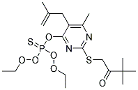 1-{[4-[(diethoxyphosphorothioyl)oxy]-6-methyl-5-(2-methylallyl)pyrimidin-2-yl]thio}-3,3-dimethylbutan-2-one Struktur