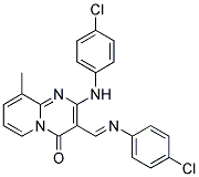 2-[(4-Chlorophenyl)amino]-3-((E)-[(4-chlorophenyl)imino]methyl)-9-methyl-4H-pyrido[1,2-a]pyrimidin-4-one Struktur