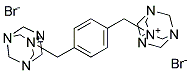 1-[4-(3,5,7-TRIAZA-1-AZONIATRICYCLO[3.3.1.1~3,7~]DEC-1-YLMETHYL)BENZYL]-3,5 ,7-TRIAZA-1-AZONIATRICYCLO[3.3.1.1~3,7~]DECANE DIBROMIDE Struktur