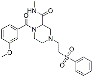 1-(3-METHOXYBENZOYL)-N-METHYL-4-[2-(PHENYLSULFONYL)ETHYL]PIPERAZINE-2-CARBOXAMIDE Struktur