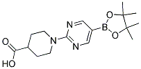 1-[5-(4,4,5,5-TETRAMETHYL-[1,3,2]DIOXABOROLAN-2-YL)-PYRIMIDIN-2-YL]-PIPERIDINE-4-CARBOXYLIC ACID Struktur