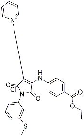 1-{4-[4-(ethoxycarbonyl)anilino]-1-[3-(methylthio)phenyl]-2,5-dioxo-2,5-dihydro-1H-pyrrol-3-yl}pyridinium chloride Struktur