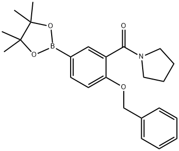 (2-(benzyloxy)-5-(4,4,5,5-tetramethyl-1,3,2-dioxaborolan-2-yl)phenyl)(pyrrolidin-1-yl)methanone Struktur