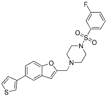 1-[(3-FLUOROPHENYL)SULFONYL]-4-([5-(3-THIENYL)-1-BENZOFURAN-2-YL]METHYL)PIPERAZINE Struktur