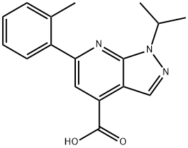 1-ISOPROPYL-6-(2-METHYLPHENYL)-1H-PYRAZOLO[3,4-B]PYRIDINE-4-CARBOXYLIC ACID Struktur