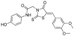 2-[(5Z)-5-(3,4-Dimethoxybenzylidene)-4-oxo-2-thioxo-1,3-thiazolidin-3-yl]-N-(4-hydroxyphenyl)acetamide Struktur