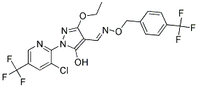 1-(3-Chloro-5-(trifluoromethyl)-2-pyridinyl)-3-ethoxy-5-hydroxy-1H-pyrazole-4-carbaldehyde O-(4-(trifluoromethyl)benzyl) oxime Struktur