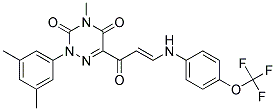 2-(3,5-Dimethylphenyl)-4-methyl-6-(3-(4-(trifluoromethoxy)anilino)acryloyl)-1,2,4-triazine-3,5(2H,4H)-dione Struktur