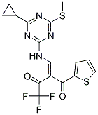 2-({[4-CYCLOPROPYL-6-(METHYLTHIO)-1,3,5-TRIAZIN-2-YL]AMINO}METHYLIDENE)-4,4 ,4-TRIFLUORO-1-(2-THIENYL)BUTANE-1,3-DIONE Struktur