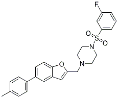 1-[(3-FLUOROPHENYL)SULFONYL]-4-([5-(4-METHYLPHENYL)-1-BENZOFURAN-2-YL]METHYL)PIPERAZINE Struktur