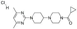 2-(4-[4-(CYCLOPROPYLCARBONYL)PIPERAZIN-1-YL]PIPERIDIN-1-YL)-4,6-DIMETHYLPYRIMIDINE HYDROCHLORIDE Struktur