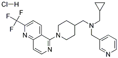 1-CYCLOPROPYL-N-(PYRIDIN-3-YLMETHYL)-N-((1-[2-(TRIFLUOROMETHYL)-1,6-NAPHTHYRIDIN-5-YL]PIPERIDIN-4-YL)METHYL)METHANAMINE HYDROCHLORIDE Struktur