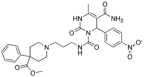 1-(3-{[5-CARBAMOYL-4-METHYL-6-(4-NITRO-PHENYL)-2-OXO-3,6-DIHYDRO-2H-PYRIMIDINE-1-CARBONYL]-AMINO}-PROPYL)-4-PHENYL-PIPERIDINE-4-CARBOXYLIC ACID METHYL ESTER Struktur