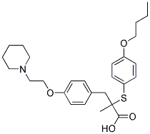 2-(4-BUTOXY-PHENYLSULFANYL)-2-METHYL-3-[4-(2-PIPERIDIN-1-YL-ETHOXY)-PHENYL]-PROPIONIC ACID Struktur