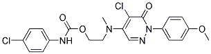 2-((5-Chloro-1-(4-methoxyphenyl)-6-oxo-1,6-dihydro-4-pyridazinyl)(methyl)amino)ethyl N-(4-chlorophenyl)carbamate Struktur