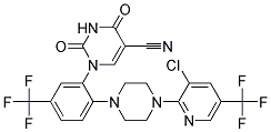 1-(2-(4-(3-Chloro-5-(trifluoromethyl)-2-pyridinyl)piperazino)-5-(trifluoromethyl)phenyl)-2,4-dioxo-1,2,3,4-tetrahydro-5-pyrimidinecarbonitrile Struktur