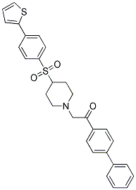 1-BIPHENYL-4-YL-2-(4-([4-(2-THIENYL)PHENYL]SULFONYL)PIPERIDIN-1-YL)ETHANONE Struktur