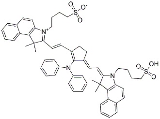 1H-BENZ[E]INDOLIUM, 2-[2-[3-[[1,3-DIHYDRO-1,1-DIMETHYL-3-(4-SULFOBUTYL)-2H-BENZ[E]INDOL-2-YLIDENE]ETHYLIDENE]-2-(DIPHENYLAMINO)-1-CYCLOPENTEN-1-YL]ETHENYL]-1,1-DIMETHYL-3-(4-SULFOBUTYL)-, INNER SALT Struktur