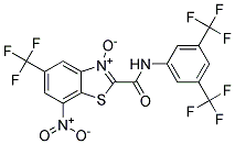 2-{[3,5-Di(trifluoromethyl)anilino]carbonyl}-7-nitro-5-(trifluoromethyl)-1,3-benzothiazol-3-ium-3-olate Struktur