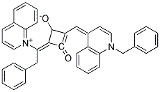 1-(1-Benzyl-quinolin-4-ylidenemethyl)-3-(1-benzyl-quinolinium-4-yl-methylene)-2-oxo-cyclobutene-4-olate Struktur