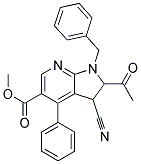 2-ACETYL-1-BENZYL-3-CYANO-4-PHENYL-2,3-DIHYDRO-1H-PYRROLO[2,3-B]PYRIDINE-5-CARBOXYLIC ACID METHYL ESTER Struktur