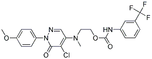 2-((5-Chloro-1-(4-methoxyphenyl)-6-oxo-1,6-dihydro-4-pyridazinyl)(methyl)amino)ethyl N-(3-(trifluoromethyl)phenyl)carbamate Struktur