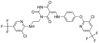 1-(2-((3-Chloro-5-(trifluoromethyl)-2-pyridinyl)amino)ethyl)-5-((4-((3-chloro-5-(trifluoromethyl)-2-pyridinyl)oxy)anilino)methylene)-2,4,6(1H,3H,5H)-pyrimidinetrione Struktur