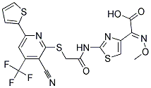 (2-[2-(3-CYANO-6-THIOPHEN-2-YL-4-TRIFLUOROMETHYL-PYRIDIN-2-YLSULFANYL)-ACETYLAMINO]-THIAZOL-4-YL)-METHOXYIMINO-ACETIC ACID Struktur