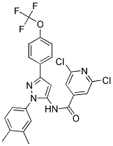 2,6-dichloro-N-{1-(3,4-dimethylphenyl)-3-[4-(trifluoromethoxy)phenyl]-1H-pyrazol-5-yl}isonicotinamide Struktur